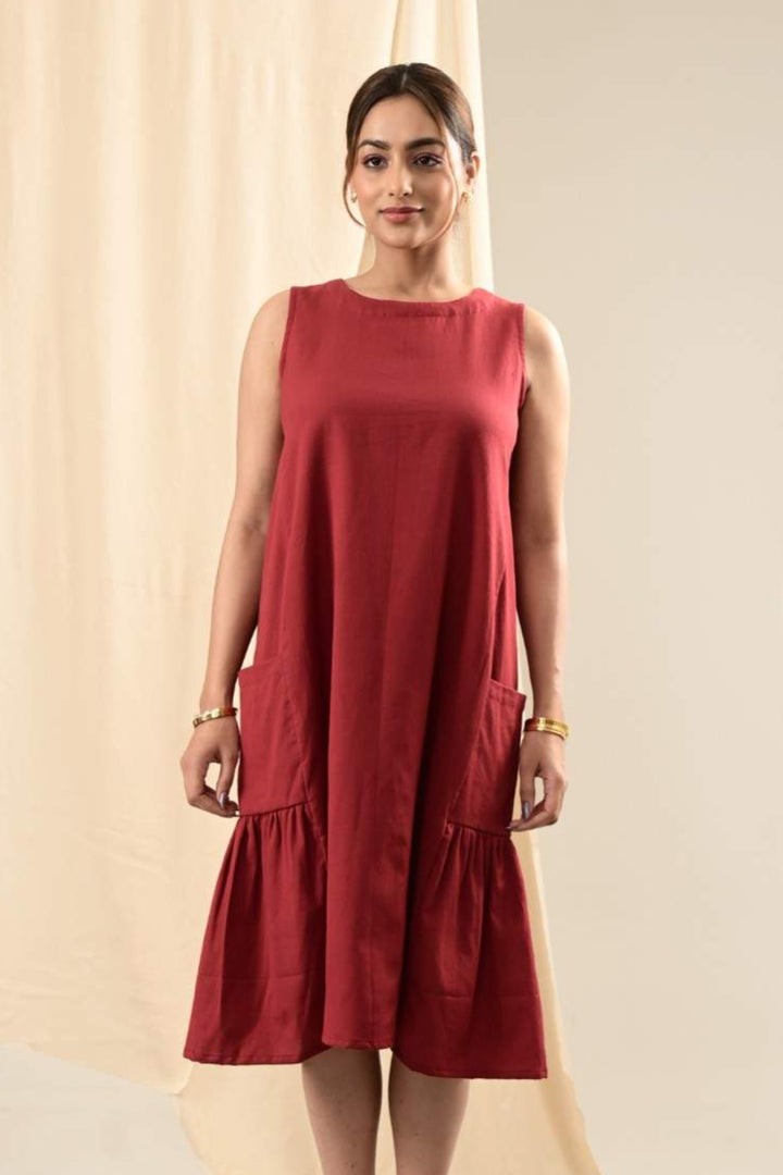 Sutra Paneled Sleeveless Dress - MODERN BLUE