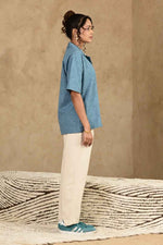 Load image into Gallery viewer, Umeed Handblock Printed Oversized Shirt - MODERN BLUE
