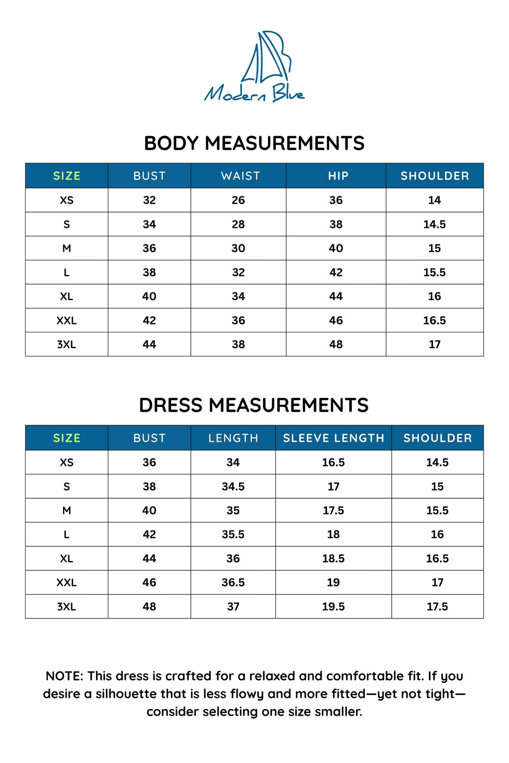 Size chart for Wafa Handblock Printed Dress