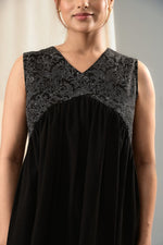 Load image into Gallery viewer, Zid Black Gathered Dress - MODERN BLUE
