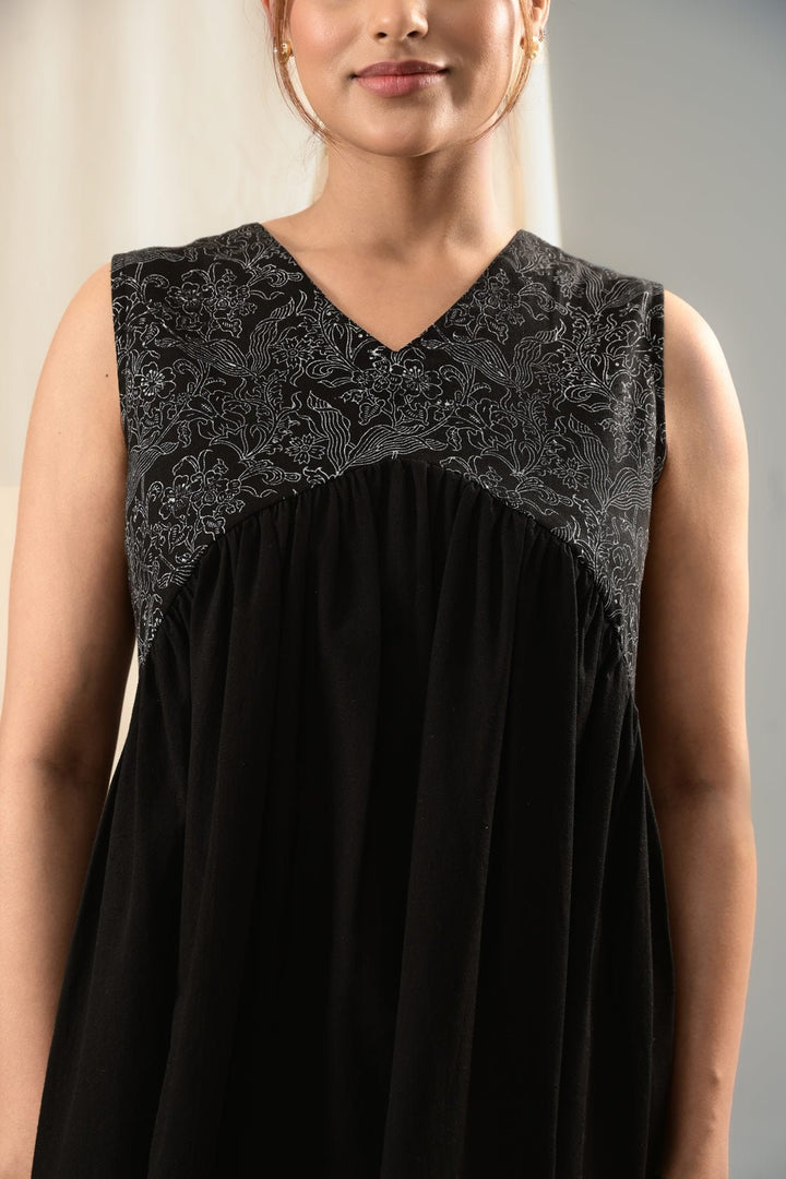 Zid Black Gathered Dress - MODERN BLUE
