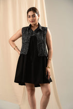 Load image into Gallery viewer, Zid Black Gathered Dress - MODERN BLUE
