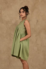 Load image into Gallery viewer, Zid Sage Green Gathered Dress - MODERN BLUE
