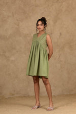 Load image into Gallery viewer, Zid Sage Green Gathered Dress - MODERN BLUE
