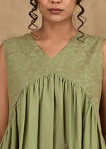 Load image into Gallery viewer, Zid Sage Green Gathered Dress - MODERN BLUE

