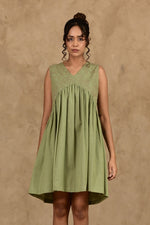 Load image into Gallery viewer, Zid Sage Green Gathered Dress - MODERN BLUE
